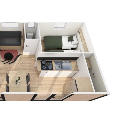 Mobile home 4 persons - Premium Trendy 28m² - 2 bedrooms + covered terrace + Air conditioning + TV