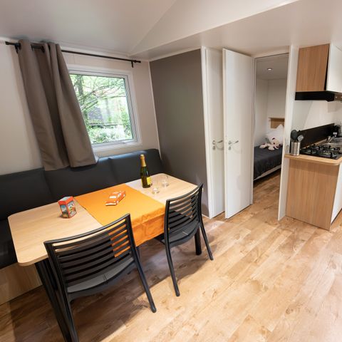 Mobilhome 4 personas - Premium Trendy 28m² - 2 habitaciones + terraza cubierta + Aire acondicionado + TV