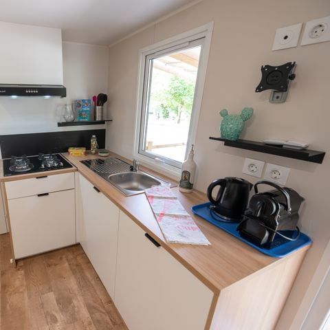 Mobilheim 6 Personen - Mobilheim Premium Trendy 33m² in Flussnähe - 3 Schlafzimmer + überdachte Terrasse - 6 pers.