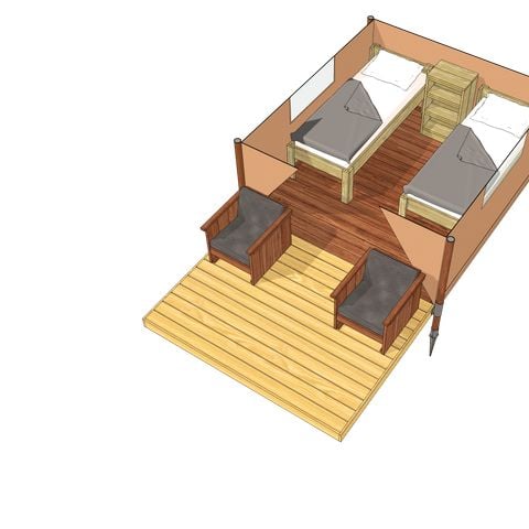 Tente en toile et en bois 2 personnes - Lodge Insolite Bivouac (sans sanitaires, sans cuisine) (1ch- 1/2pers) 1/2 pers
