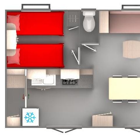 Stacaravan 4 personen - Confort Cocoon Clim 28m² (2bed-4pers) + Overdekt terras + Airconditioning