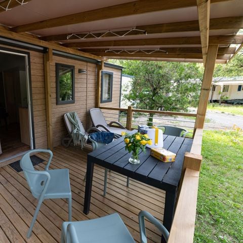 Mobilhome 10 personnes - Mobil-Home Premium Tribu Trendy - 5 chambres + terrasses couvertes reliées + Clim + TV