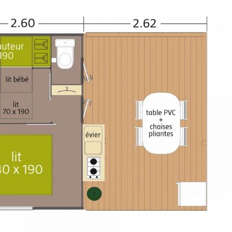 BUNGALOW TOILÉ 4 personnes - BEURDY 20 - sans sanitaires 21 m²