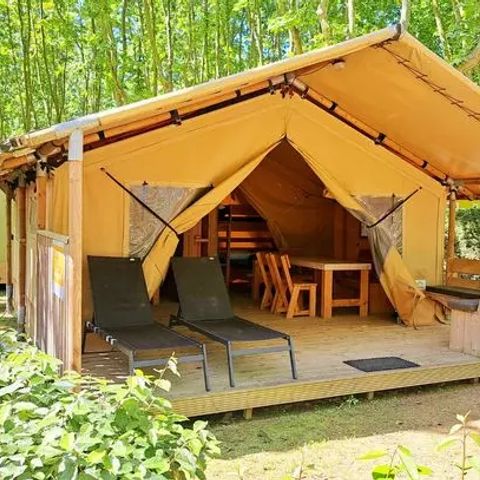 Tente en toile et en bois 5 personnes - Tente Eco Lodge | 2 Ch. | 4/5 Pers. | Sans SDB