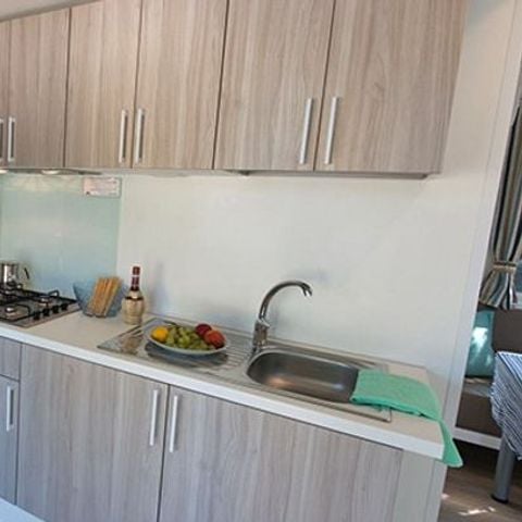 Mobilheim 6 personen - Comfort | 3 Zi. | 6 Pers. | Erhöhte Terrasse | 2 Bäder | Klimaanlage