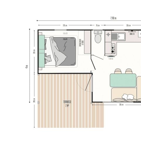 Mobilheim 6 Personen - Mobilheim | Comfort | 2 Zi. | 4/6 Pers. | Einfache Terrasse | Klim.