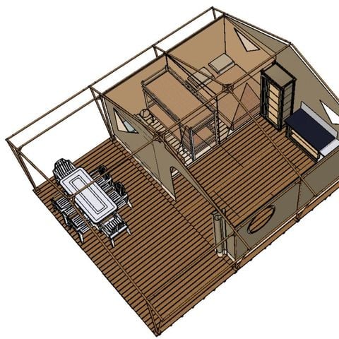 Canvas and wooden tent 4 persons - CANADA without sanitary facilities