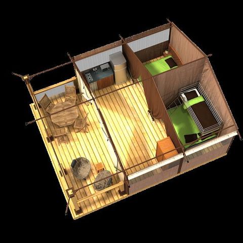 TENTE TOILE ET BOIS 4 personnes - VICTORIA sans sanitaires