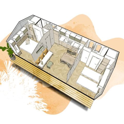 Mobile home 4 persons - Prestige Air-conditioned with SPA, 2 bedrooms, 2 shower rooms, 2 WCs (year 2025)