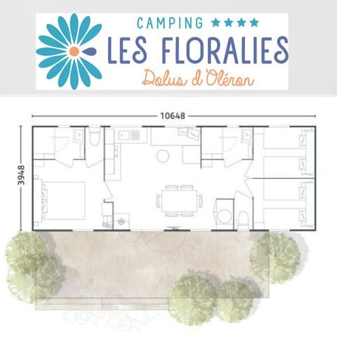MOBILHOME 6 personnes - Prestige climatisé avec SPA, 3 Ch, 2 Salles d'eau, 2 WC (année 2025)