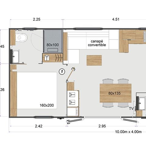 Mobile home 6 persons - L'Ile, Mobil Home 3 CH- 6 pers/LV+clim+2 SDB.