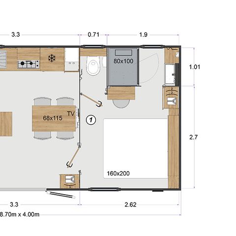 MOBILE HOME 4 people - Le Fort - Mobil Home 2 CH- 4 pers/ LV+clim+2 SDB