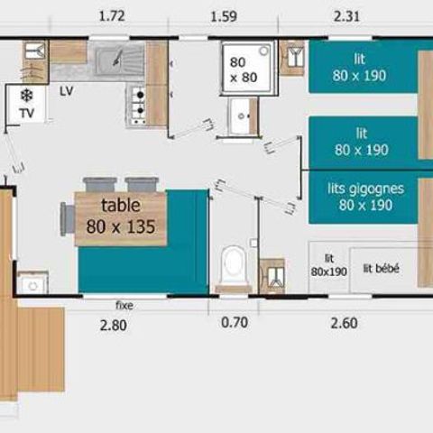 Mobile home 6 persons - COMFORT 3 bedrooms