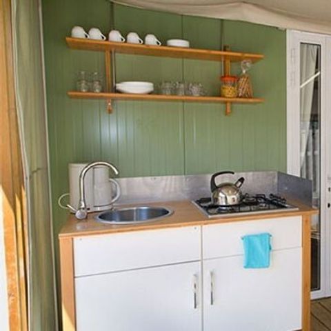 LODGE 5 personnes - Tente Lodge hybride | 2 Ch. | 4/5 Pers. | 1 SDB | Clim.