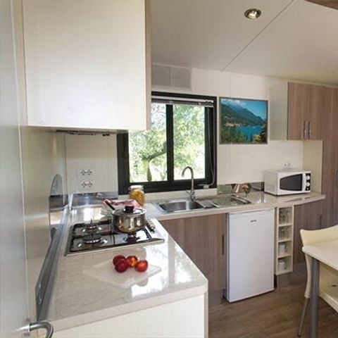 Mobilheim 6 Personen - Comfort | 2 Zi. | 4/6 Pers. | Erhöhte Terrasse | Klim.