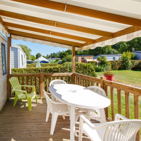 Stacaravan 4 personen - COMFORT - 2 Slaapkamers - TV - met half-overdekt terras