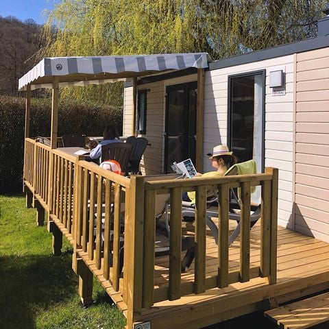 Mobilheim 6 Personen - PREMIUM - 3 Schlafzimmer - TV - mit überdachter Terrasse - Geschirrspüler