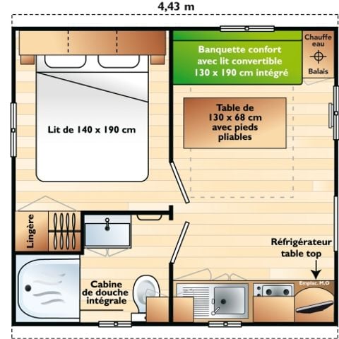 Stacaravan 2 personen - Stacaravan - CLASSIC - 1 Slaapkamer - TV - Terras