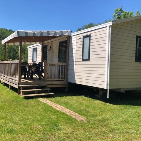Mobilheim 6 Personen - PRIVILEGE - 3 Schlafzimmer - TV - mit halbüberdachter Terrasse