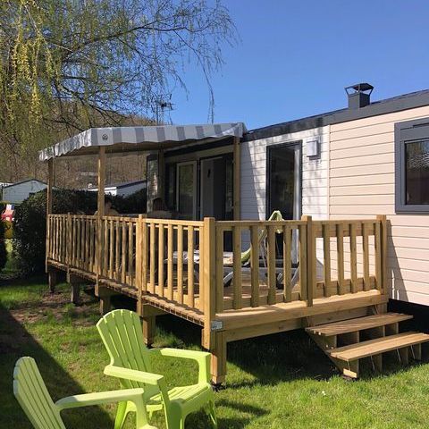 Mobilheim 4 personen - PREMIUM - Baby FAMILY - 2 Schlafzimmer - TV - mit Terrasse, Spielzimmer, Geschirrspüler
