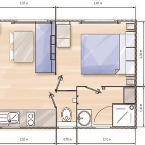 Mobile home 2 persons - Mobile home - COMFORT - 1 Bedroom - TV - Semi-covered terrace