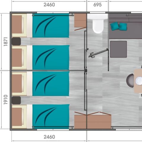 Mobile home 6 persons - PREMIUM 3 Bedrooms 7 people