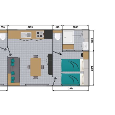 Mobilheim 4 Personen - PREMIUM+ 2 Schlafzimmer