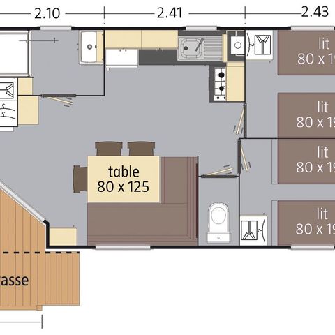 STACARAVAN 6 personen - Cottage Loft 32m² / 3 kamers - overdekt terras