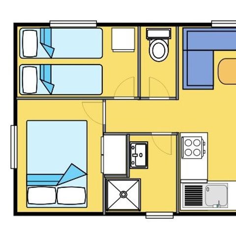 Mobile home 5 persons - LOUISIANE - 2 bedrooms with covered terrace - 22m² - France