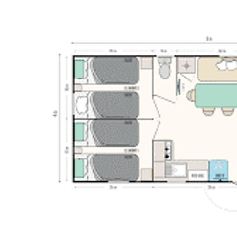 MOBILHEIM 6 Personen - MOBILE HOME RECENT - 3 Schlafzimmer mit Klimaanlage und TV - 30m²
