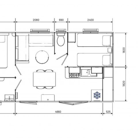 Mobilheim 4 Personen - Premium Loggia 33m² - Klimaanlage - TV