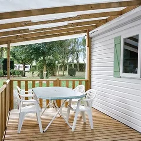 Mobilheim 5 Personen - Comfort | 3 Schlafz. | 5 Pers. | Erhöhte Terrasse | Klimaanlage