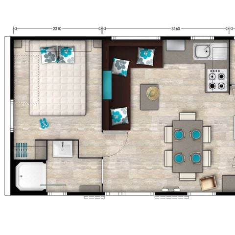 MOBILHOME 6 personnes - Premium | 3 Ch. | 6 Pers. | Terrasse surélevée | Clim.