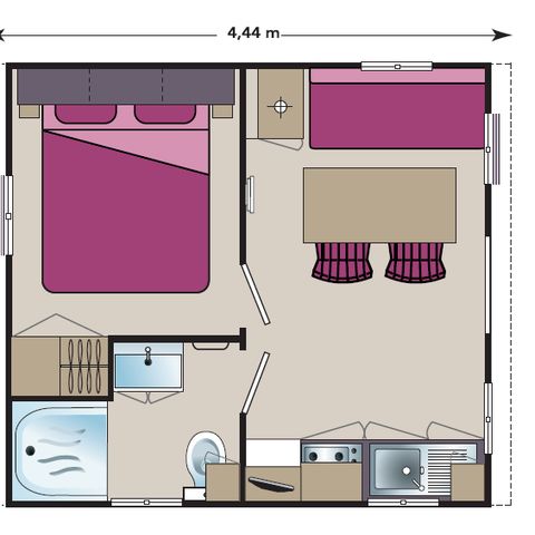 Chalet 3 persone - Duo Comfort - 18 m2 - TV - Aria condizionata