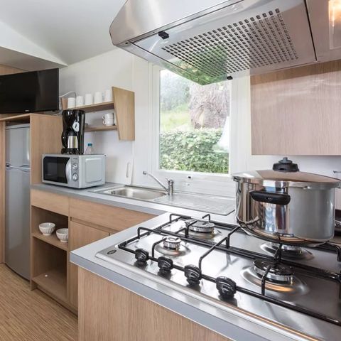 MOBILHOME 6 personas - Premium 32m² - 3 habitaciones + TV + lavavajillas + terraza + sábanas + toallas
