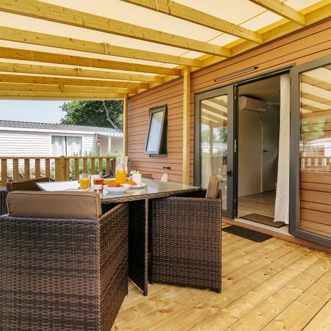 MOBILHOME 6 personas - Premium | 3 Dormitorios | 6 Pers. | Terraza elevada | Aire acondicionado.
