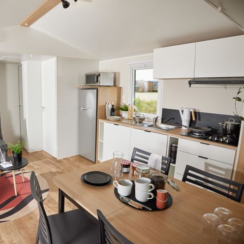 MOBILHOME 6 personas - Green HomeFlower Premium 35m² (3bed - 6pers.) + terraza semicubierta + TV + LV