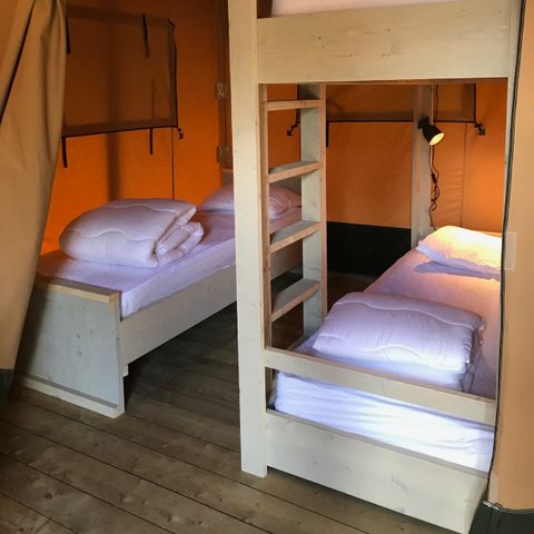 Tente en toile et en bois 5 personnes - Tente safari 37m²