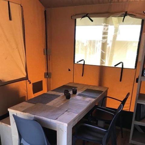 Tente en toile et en bois 5 personnes - Tente safari 37m²