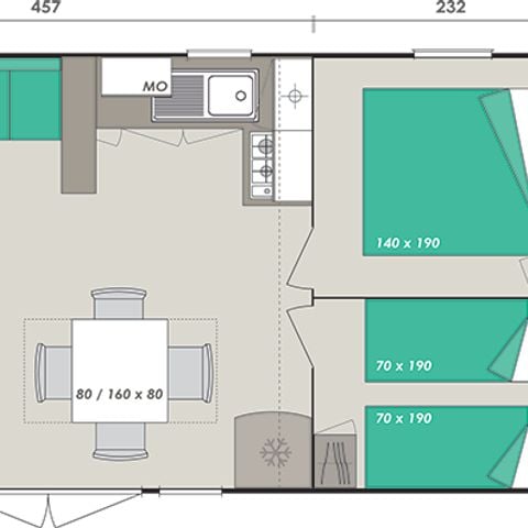 Mobilheim 8 Personen - Komfort - 4 Zimmer