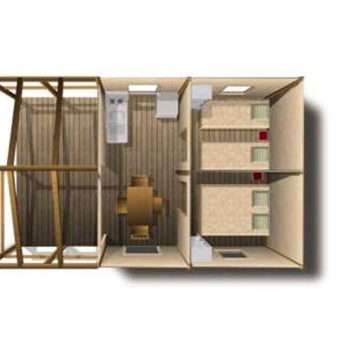 TENDA IN TELA E LEGNO 4 persone - Ecolodge - Legno - 19m² - 2 camere da letto