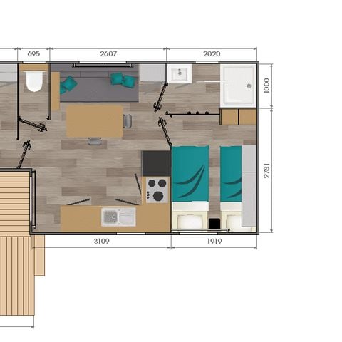 CASA MOBILE 4 persone - Confort + - 2 camere da letto