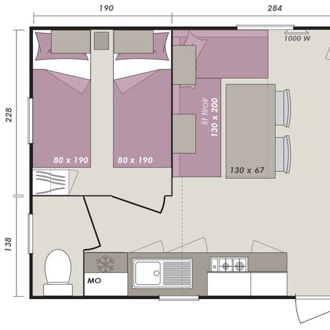 MOBILHOME 6 personas - Cottage 4/6 personas - 2 Habitaciones (CLIM TV)