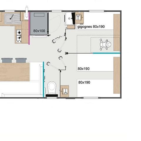 MOBILHOME 6 personnes - Classique PLUS 3 chambres