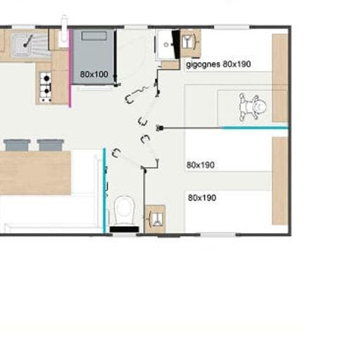 MOBILHOME 6 personas - Mobil Home Classic Plus 4 Habitaciones 6 Personas + TV