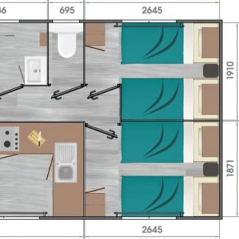 CASA MOBILE 6 persone - C- Casa mobile Baltic 2 bagni - 3 camere da letto