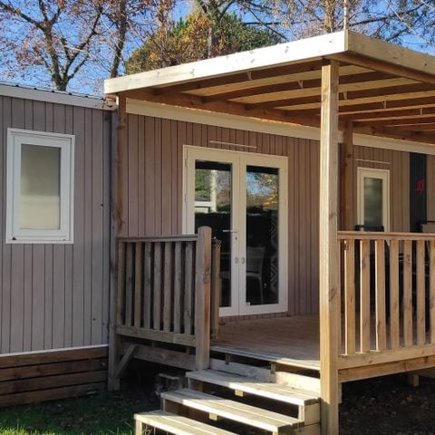 Stacaravan 6 personen - Cottage des Familles 3 CH - 2 SDB - 6 PERS 38 m² - TV + CLIM + LV + Bedlinnenpakket (inbegrepen in wekelijkse huur)
