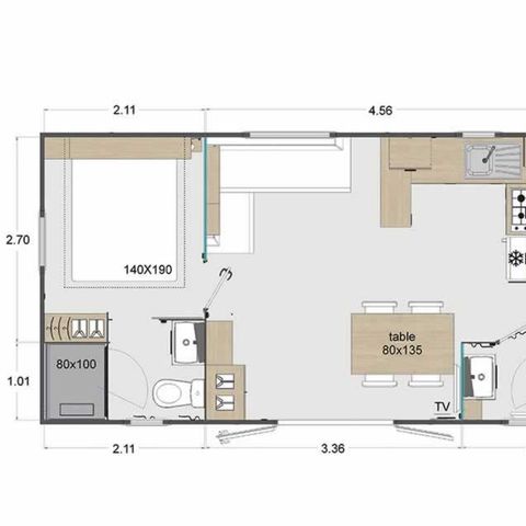 BUNGALOW 6 personnes - Cottage des Familles 3 CH - 2 SDB - 6 PERS 38 m² - TV + CLIM + LV + DRAPS (inclus à la location à la semaine)