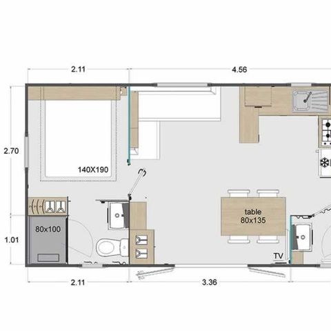 MOBILHOME 6 personas - Premium 3 Dormitorios - 2 baños : A/D Domingo