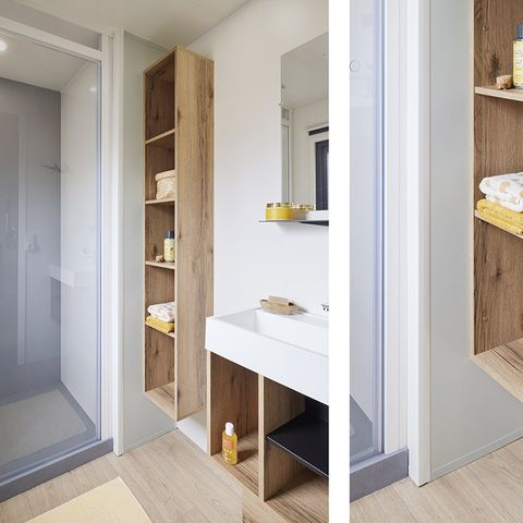 Mobilheim 6 Personen - Cottage des Familles 3 CH- 6 PERS 32 m² - TV + KLIMAANLAGE + LV + DRAPS (bei wöchentlicher Anmietung im Preis inbegriffen)